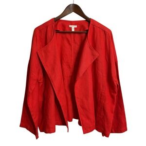 Eileen Fisher organic linen jacket womens medium cascade lagenlook coastal beach